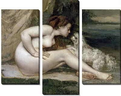 Обнаженная женщина с собакой