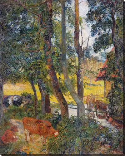 Картина Пейзаж в Нормандии (Коровы у кормушки)