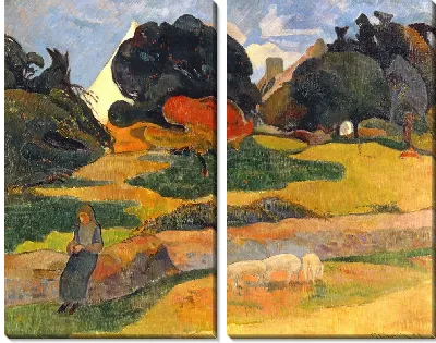 Девушка пасет свиней