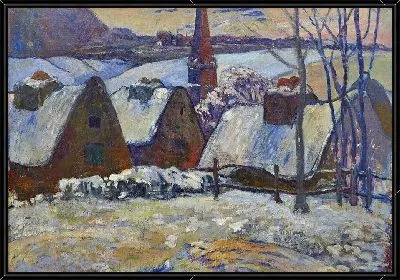 Бретонская деревня под снегом