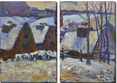 Бретонская деревня под снегом