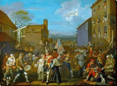 Картина Уильям Хогарт, Марш гвардии к Финчли, 1750 г. 