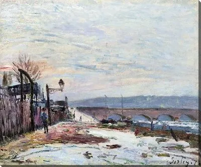 Картина Набережная Сены в снежный сезон