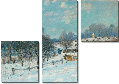 Картина Дорога в Лувесьен, эффект снега