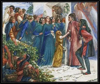 Беатриче встречает Данте на брачном пиру и отказывает ему в приветствии