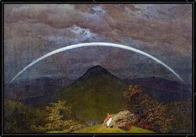 Горный пейзаж с радугой