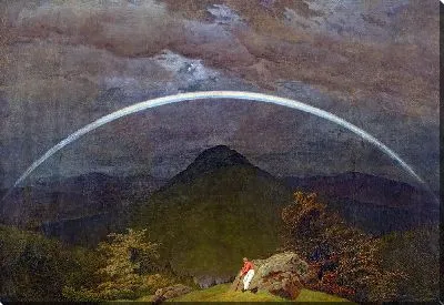 Горный пейзаж с радугой