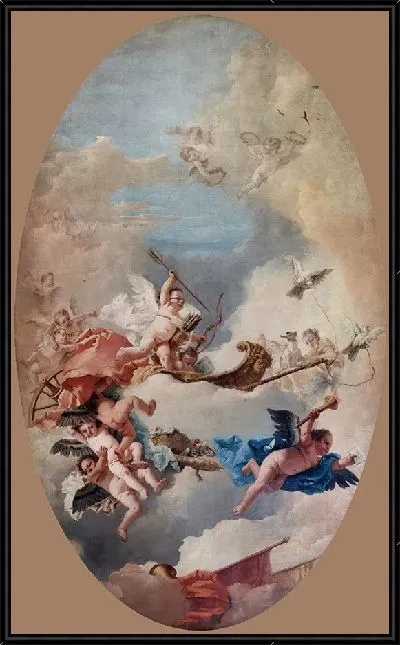 Картина Колесница любви, запряженная голубями