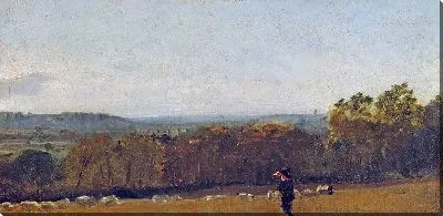 Картина Пастух на фоне пейзажа, смотрящего через Дедхэм-Вейл в сторону Лэнгхэма.