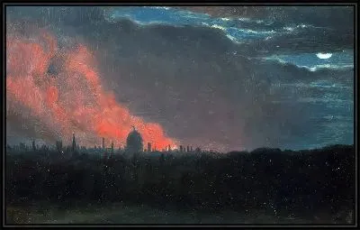 Пожар в Лондоне, вид из Хэмпстеда