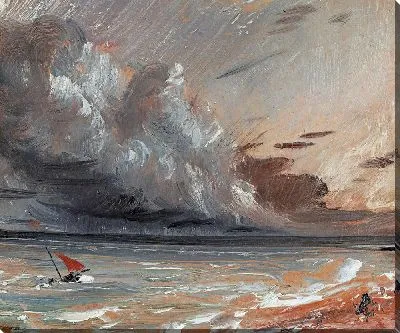 Картина Морской пейзаж, лодка и грозовое небо