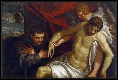 Мертвый Христос, поддерживаемый ангелом и обожаемый францисканцем