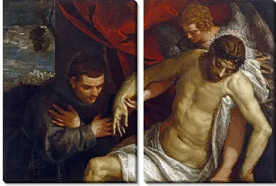 Мертвый Христос, поддерживаемый ангелом и обожаемый францисканцем