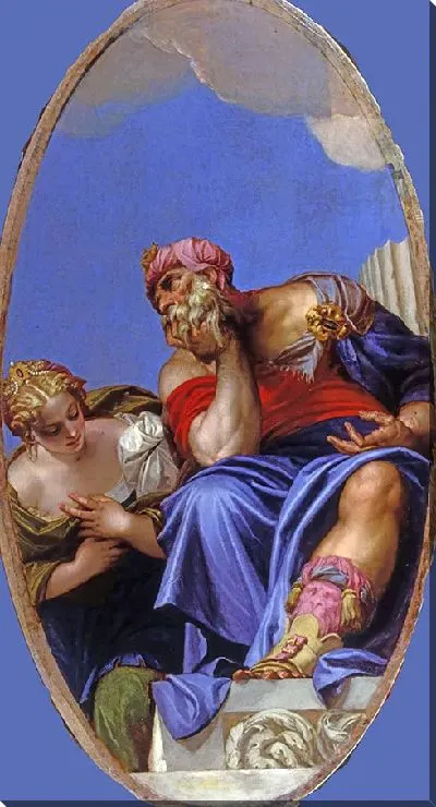 Картина Восточный старик и молодая женщина