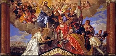 Картина Себастьяно Веньер благодарит Спасителя после битвы при Лепанто