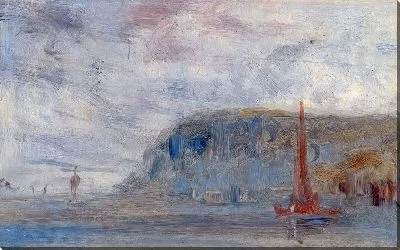 Картина Побережье со скалами и лодками