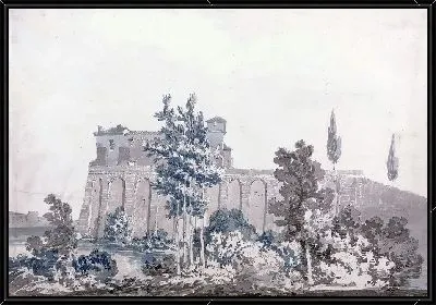 Картина Здания с видом на воду, недалеко от Неаполя