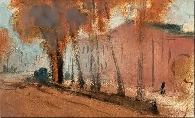 Картина Строительство с деревьями