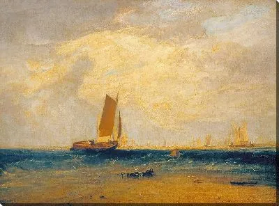 Картина Рыбалка на пляже Блайт-Сэнд, начинается прилив