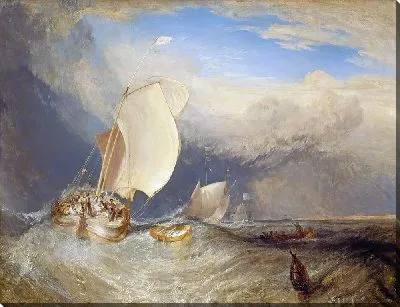 Картина Рыболовные лодки с торгующимися за рыбу