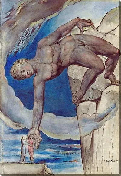 Картина Антей помещает Данте и Вергилия в Последний круг ада