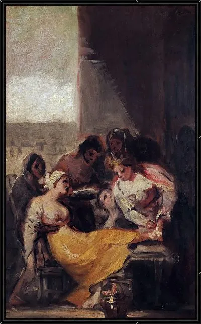 Картина Святая Изабелла Португальская исцеляет раны больной женщины