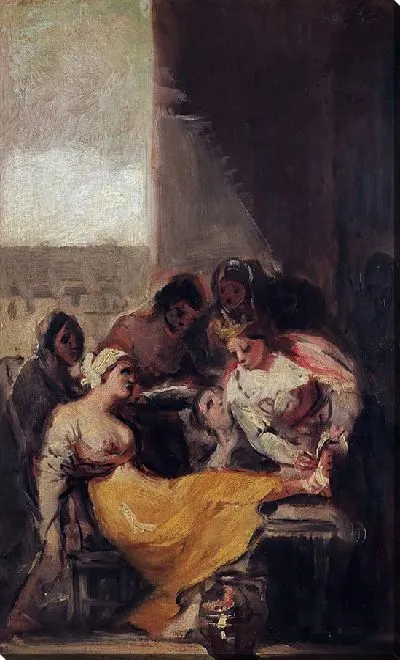 Картина Святая Изабелла Португальская исцеляет раны больной женщины