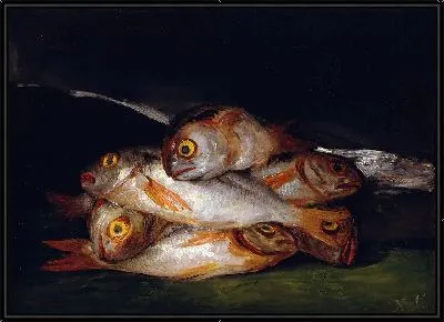 Картина Натюрморт с золотистым лещом