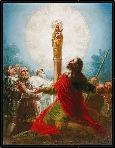 Картина Апостол Сантьяго и его ученики поклоняются Деве Столпной.