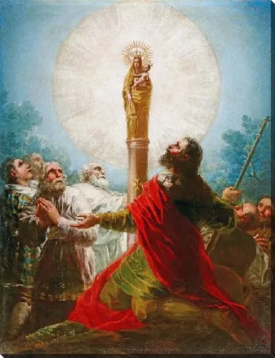 Картина Апостол Сантьяго и его ученики поклоняются Деве Столпной.