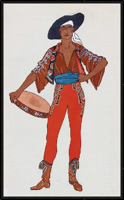 Картина Эскиз костюма Александра Волинина в роли богемы в опере «Амарилла» и Глазунова (1919).