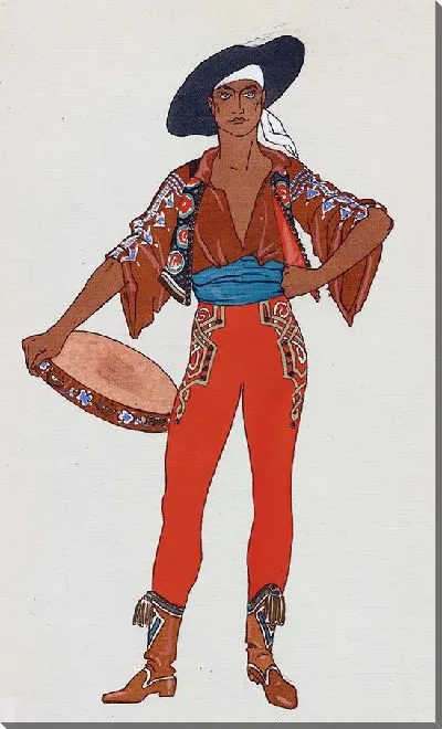 Картина Эскиз костюма Александра Волинина в роли богемы в опере «Амарилла» и Глазунова (1919).