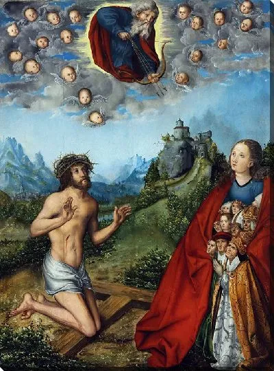 Картина Христос и Дева Мария ходатайствуют за человечество перед Богом Отцом