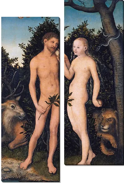 Картина Адам и Ева в раю (Грехопадение)