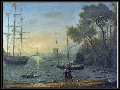 Классический морской порт на закате