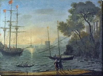 Классический морской порт на закате