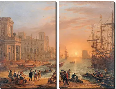 Картина Сцена в гавани на закате, 1639 г.