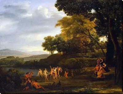 Пейзаж с танцующими сатирами и нимфами