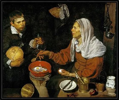 Старушка готовит яйца