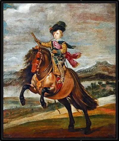 Инфанте Бальтасар Карлос верхом на лошади.