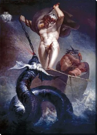 Картина Тор сражается со Змеем Мидгарда