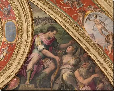 Картина Аллегория Пизы; внизу вид на Сиену.