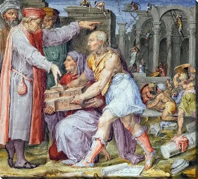 Картина Филиппо Брунеллески и Лоренцо Гиберти представляют Козимо модель церкви Сан-Лоренцо-1.