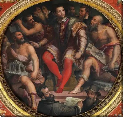 Картина Козимо I в окружении художников, архитекторов и инженеров своего дворца