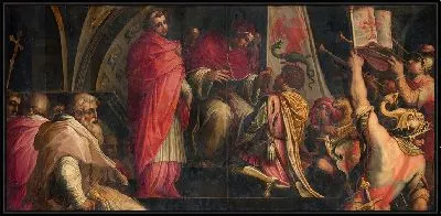 Картина Clemente IV hands his insigna to the captains of the Guelph Part