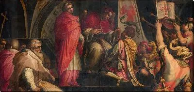 Картина Clemente IV hands his insigna to the captains of the Guelph Part