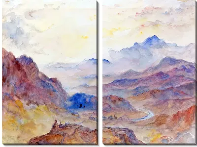 Картина Горный пейзаж, поднимающийся туман