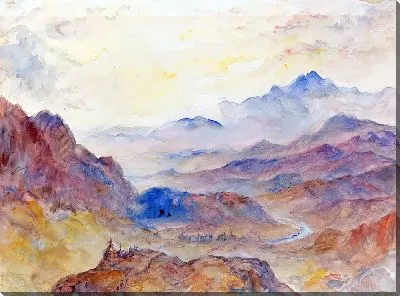 Картина Горный пейзаж, поднимающийся туман