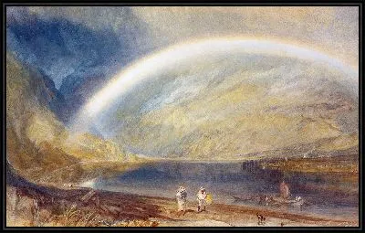 Радуга. Вид на Рейн из виноградника Данкхолдер, на Остерспрей и Фельцен ниже Боснарта.