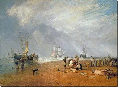 Картина Рыбный рынок на пляже Гастингс